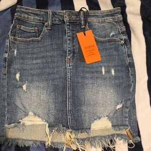 Stylish Blue Distressed Mini Skirt